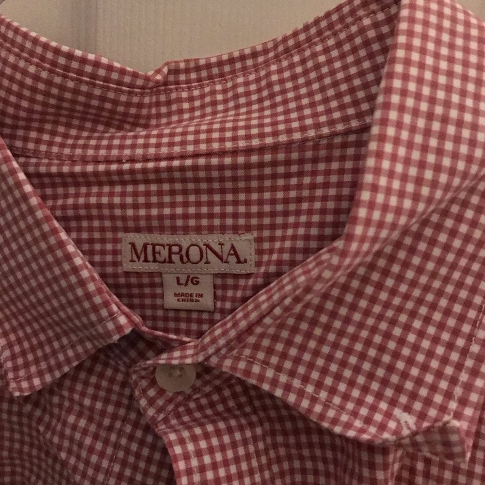 Merona's Men Red Gingham Button Up Shirt Size Large - Picture 3 of 3